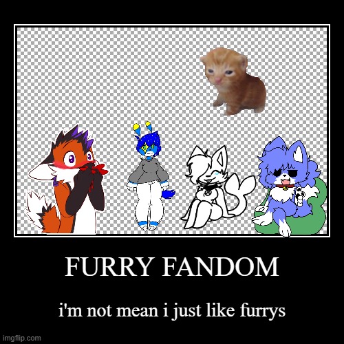 FURRY FANDOM | i'm not mean i just like furrys | image tagged in funny,demotivationals | made w/ Imgflip demotivational maker