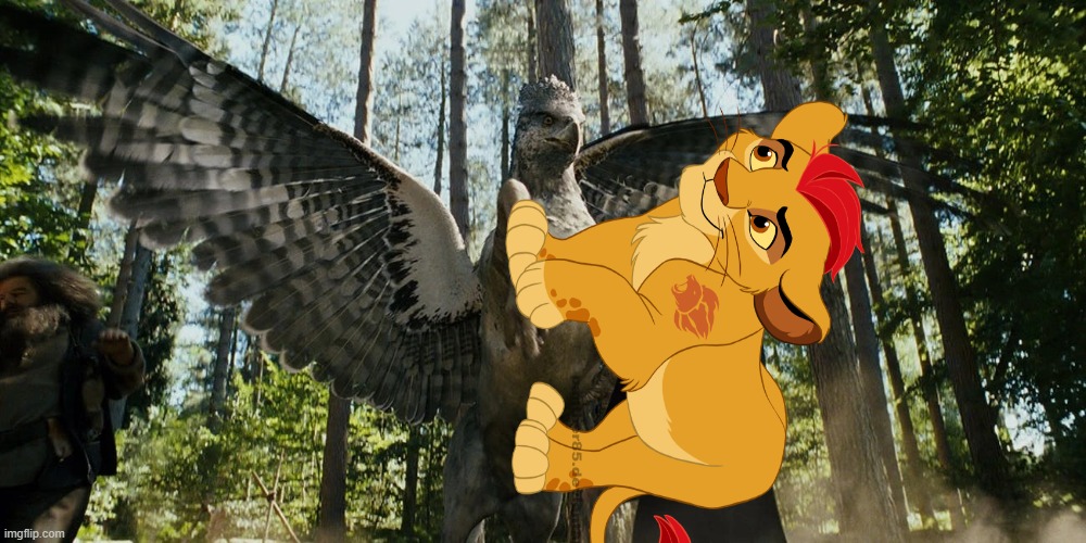 Buckbeak attacking Kion (real) | image tagged in buckbeak attacking draco malfoy | made w/ Imgflip meme maker