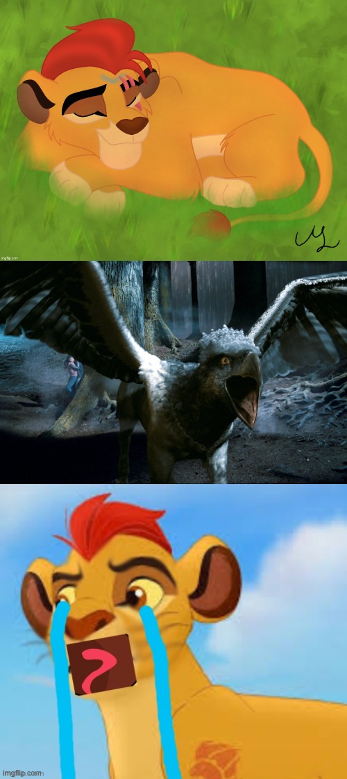 image tagged in a mentally sick piece of garbage,buckbeak charging,kion crybaby loud | made w/ Imgflip meme maker