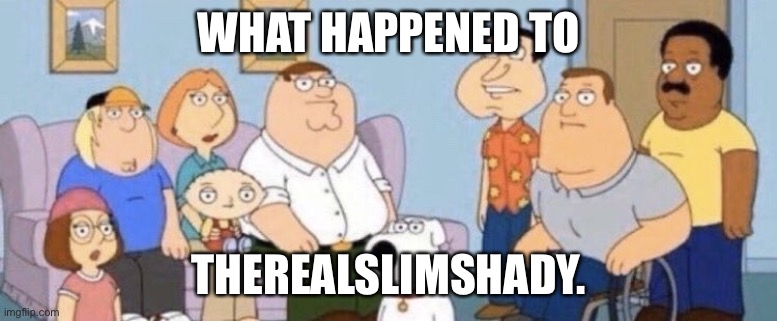 Damn bro you got the whole squad laughing | WHAT HAPPENED TO; THEREALSLIMSHADY. | image tagged in damn bro you got the whole squad laughing | made w/ Imgflip meme maker