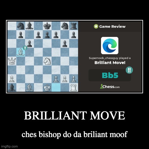 BRILLIANT MOVE | ches bishop do da briliant moof | image tagged in funny,demotivationals | made w/ Imgflip demotivational maker
