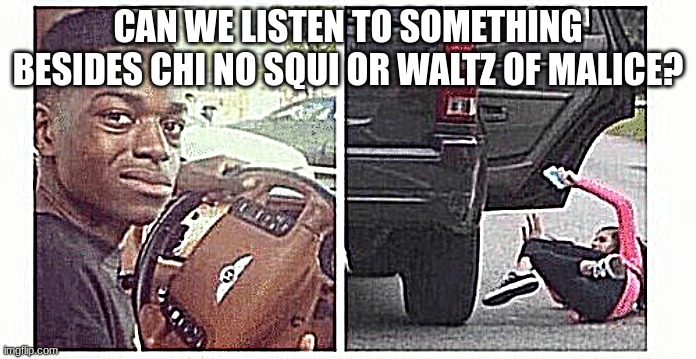Can we listen to | CAN WE LISTEN TO SOMETHING BESIDES CHI NO SQUI OR WALTZ OF MALICE? | image tagged in can we listen to | made w/ Imgflip meme maker