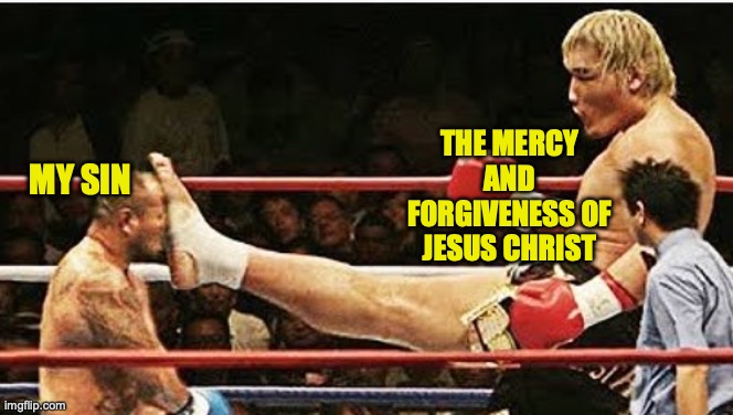kickface | THE MERCY AND FORGIVENESS OF JESUS CHRIST; MY SIN | image tagged in kick | made w/ Imgflip meme maker