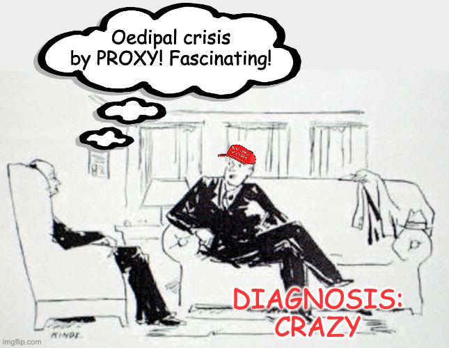 Local Man insists "the Wokes are trying to cut off kids' genitalia!" | Oedipal crisis by PROXY! Fascinating! DIAGNOSIS:
CRAZY | image tagged in psychology,freud,crazy,maga | made w/ Imgflip meme maker