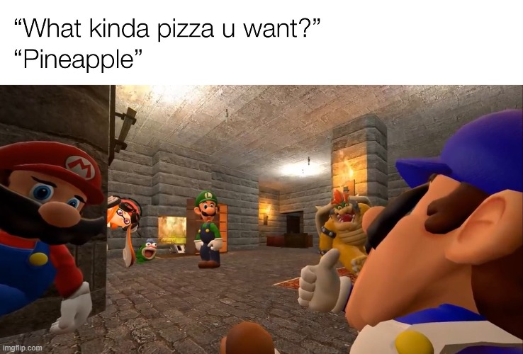 what? | image tagged in smg4,memes,pineapple pizza,oh wow are you actually reading these tags | made w/ Imgflip meme maker