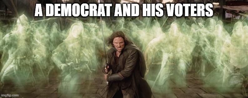 Lord of the Rings Ghosts | A DEMOCRAT AND HIS VOTERS | image tagged in lord of the rings ghosts | made w/ Imgflip meme maker