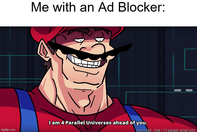 I am 4 parallel universes is ahead of you | Me with an Ad Blocker: | image tagged in i am 4 parallel universes is ahead of you | made w/ Imgflip meme maker