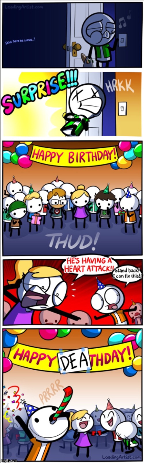 #1,452 | image tagged in comics/cartoons,comics,loading,artist,party,heart attack | made w/ Imgflip meme maker