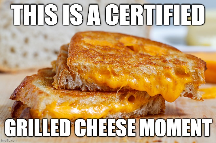 Grilled Cheese Just bc | THIS IS A CERTIFIED; GRILLED CHEESE MOMENT | image tagged in grilled cheese just bc | made w/ Imgflip meme maker