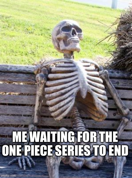 Waiting Skeleton | ME WAITING FOR THE ONE PIECE SERIES TO END | image tagged in memes,waiting skeleton | made w/ Imgflip meme maker