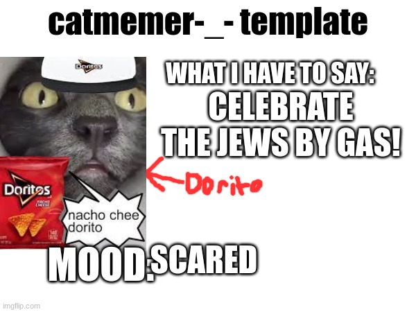 CELEBRATE THE JEWS BY GAS! SCARED | image tagged in template | made w/ Imgflip meme maker