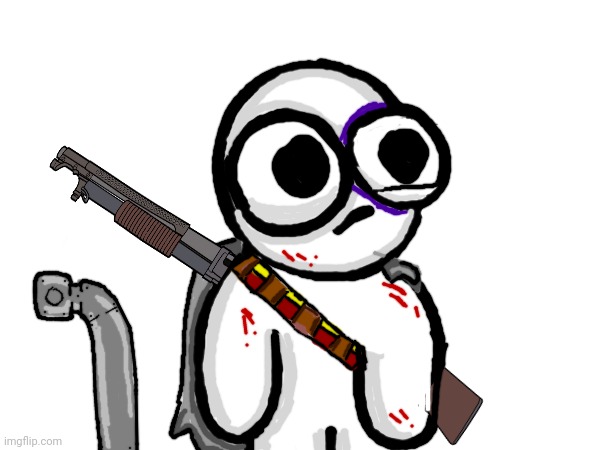 Zombie Apocalypse Goober, (he has a metal pipe and shotgun) | image tagged in imgflip draw tool,goober,zombie apocalypse | made w/ Imgflip meme maker