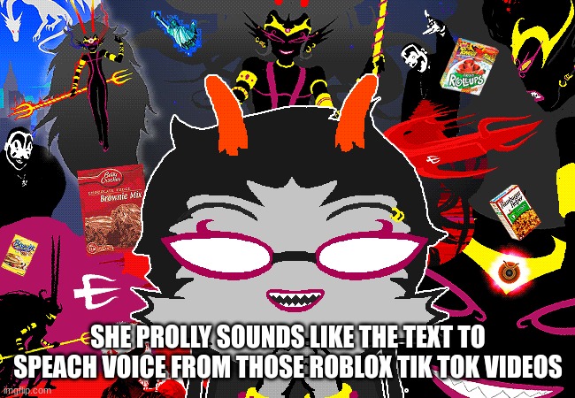 SHE PROLLY SOUNDS LIKE THE TEXT TO SPEACH VOICE FROM THOSE ROBLOX TIK TOK VIDEOS | image tagged in homestuck | made w/ Imgflip meme maker