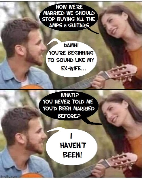 Wives & Musical Equipment are Rarely Compatible | image tagged in vince vance,relationships,memes,guitars,musical,equipment | made w/ Imgflip meme maker