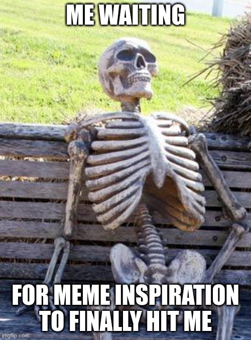 I can't think of anything and it sucks | ME WAITING; FOR MEME INSPIRATION TO FINALLY HIT ME | image tagged in memes,waiting skeleton | made w/ Imgflip meme maker