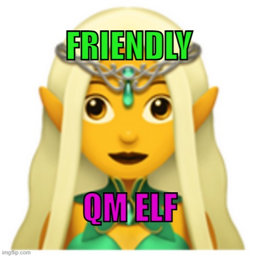 qm elf | FRIENDLY; QM ELF | image tagged in elf | made w/ Imgflip meme maker