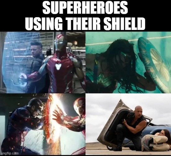 Shields! | SUPERHEROES USING THEIR SHIELD | image tagged in superheroes,shields | made w/ Imgflip meme maker
