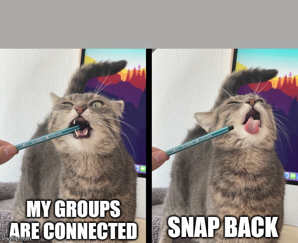 MY GROUPS ARE CONNECTED; SNAP BACK | made w/ Imgflip meme maker