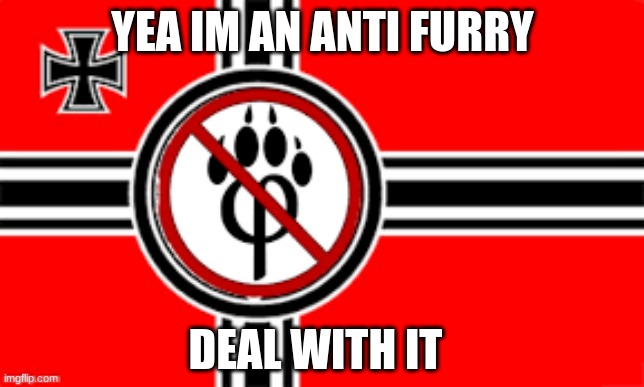 anti furry flag | YEA IM AN ANTI FURRY; DEAL WITH IT | image tagged in anti furry flag | made w/ Imgflip meme maker