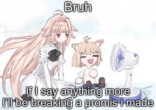 Neco arc | Bruh; If I say anything more I’ll be breaking a promis i made | image tagged in neco arc | made w/ Imgflip meme maker