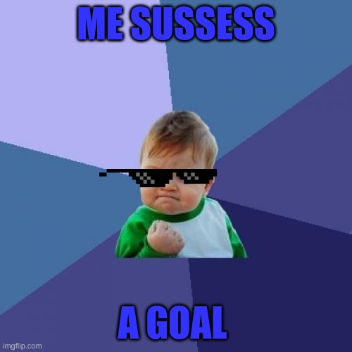 Success Kid | ME SUSSESS; A GOAL | image tagged in memes,success kid | made w/ Imgflip meme maker