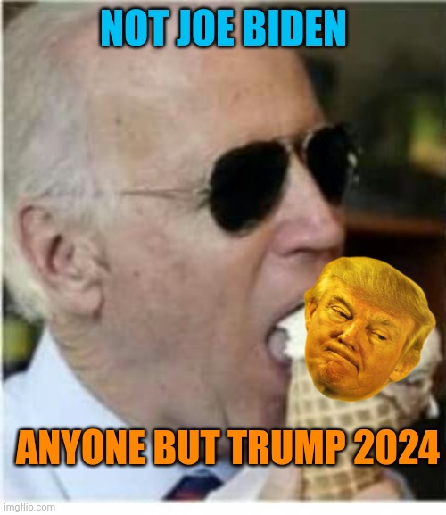 NOT JOE BIDEN ANYONE BUT TRUMP 2024 | image tagged in joe biden ice cream | made w/ Imgflip meme maker
