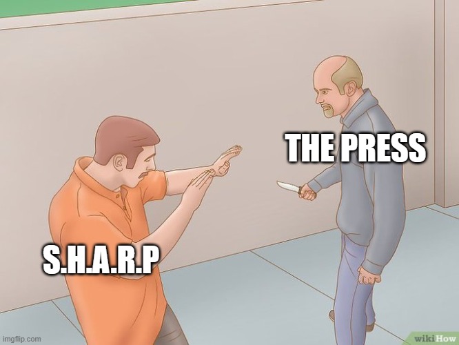 I guess this is historical | THE PRESS; S.H.A.R.P | image tagged in crazy stabbing,anti-politics | made w/ Imgflip meme maker