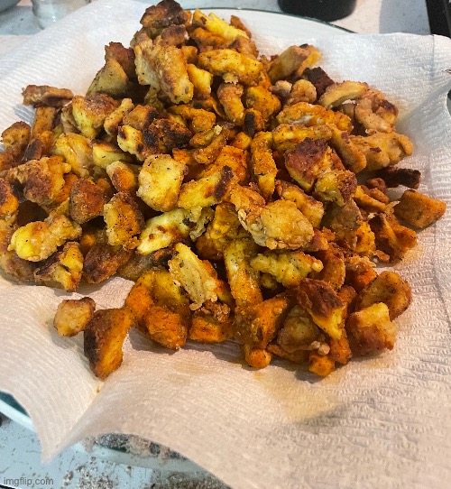 Pan Fried Lions Mane mushrooms | image tagged in cooking | made w/ Imgflip meme maker