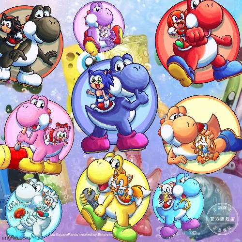 New Pop Mart Yoshi's Island × baby Sonic the Hedgehog Kandy Soda Edition by Music-Yoshi-Z (Fiddle Yoshi-Z) | image tagged in pop mart,kandy soda edition,yoshi's island,baby sonic the hedgehog,fiddle yoshi-z | made w/ Imgflip meme maker