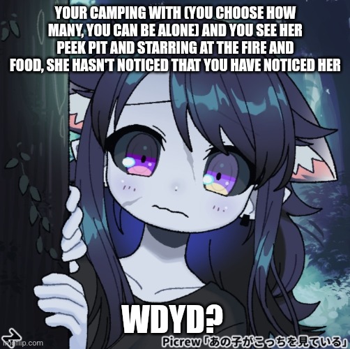 Hello humans | YOUR CAMPING WITH (YOU CHOOSE HOW MANY, YOU CAN BE ALONE) AND YOU SEE HER PEEK PIT AND STARRING AT THE FIRE AND FOOD, SHE HASN'T NOTICED THAT YOU HAVE NOTICED HER; WDYD? | image tagged in no joke,no romance,no bambi,no erp you gross human | made w/ Imgflip meme maker