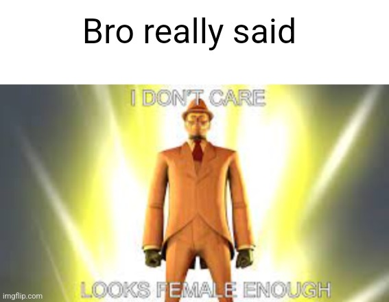 Bro really said | image tagged in blank white template,looks female enough | made w/ Imgflip meme maker