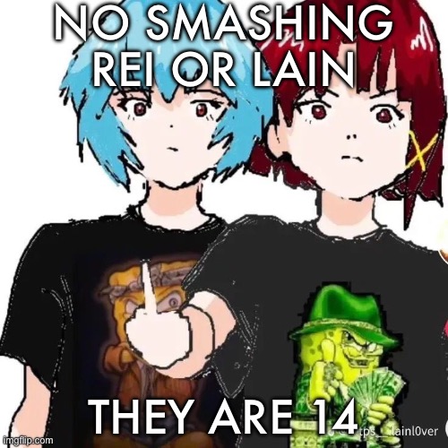 NO SMASHING REI OR LAIN; THEY ARE 14 | made w/ Imgflip meme maker