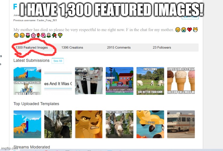 Foxy_501 profile | I HAVE 1,300 FEATURED IMAGES! | image tagged in foxy_501 profile | made w/ Imgflip meme maker