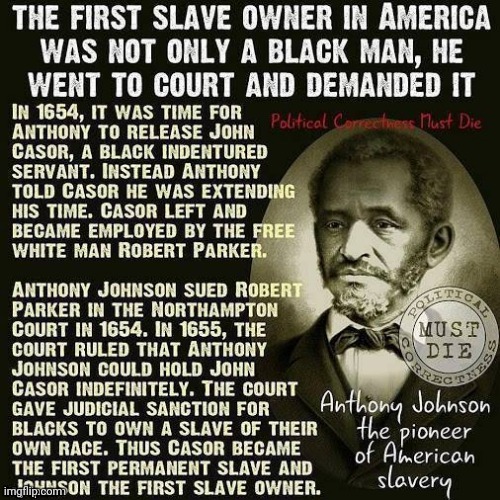 Anthony Johnson first slave owner | image tagged in anthony johnson first slave owner | made w/ Imgflip meme maker