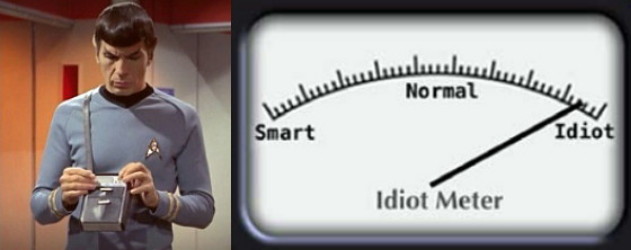 Spock reads idiot meter Blank Meme Template