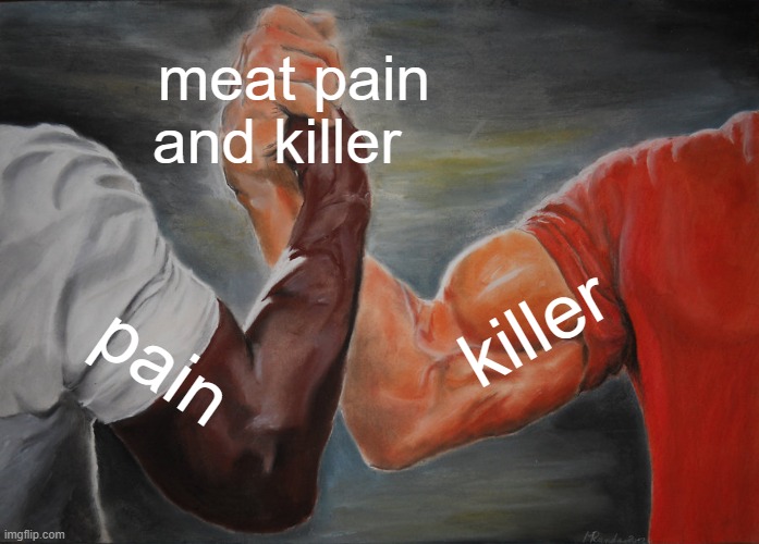 Epic Handshake | meat pain and killer; killer; pain | image tagged in memes,epic handshake | made w/ Imgflip meme maker