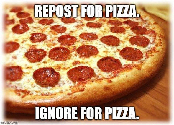 Pizza | REPOST FOR PIZZA. IGNORE FOR PIZZA. | image tagged in pizza | made w/ Imgflip meme maker