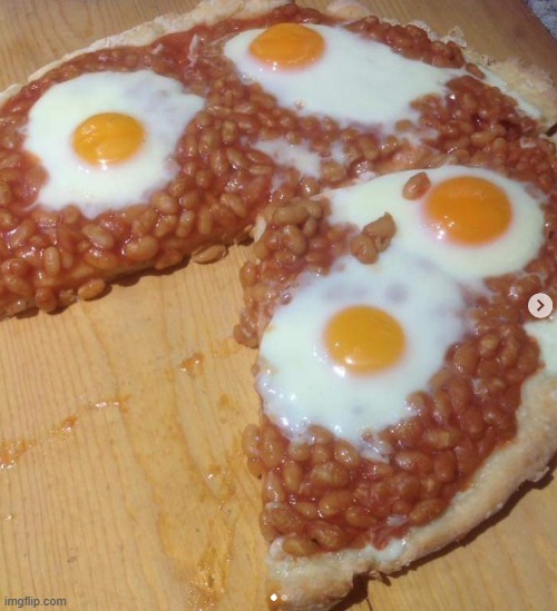 Ah, yes... Beans & eggs pizza for breakfast ^-^ | made w/ Imgflip meme maker