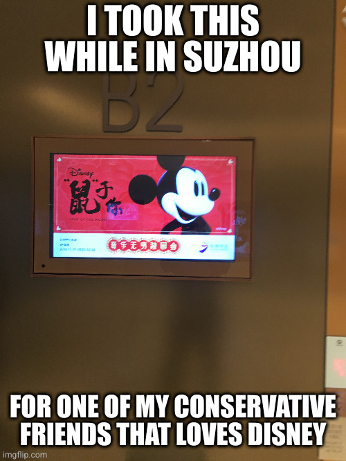 I TOOK THIS WHILE IN SUZHOU FOR ONE OF MY CONSERVATIVE FRIENDS THAT LOVES DISNEY | made w/ Imgflip meme maker