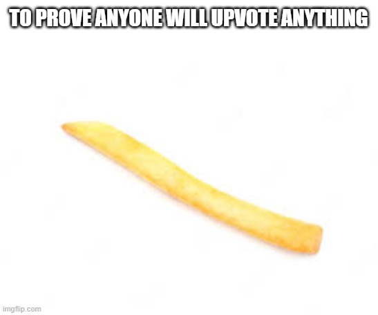 LOL | TO PROVE ANYONE WILL UPVOTE ANYTHING | image tagged in french fries,this tag is not important | made w/ Imgflip meme maker