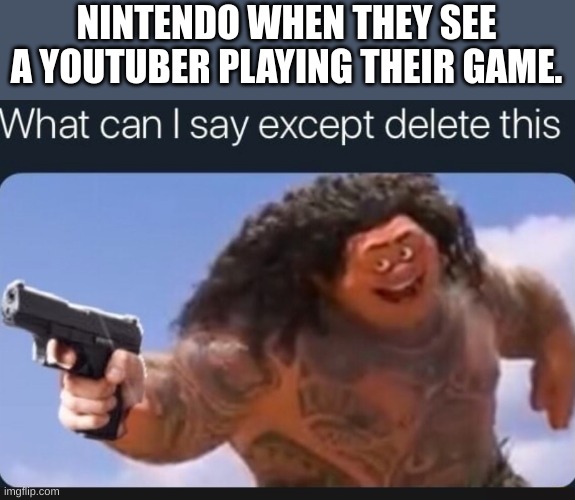 what is nintendo doing | NINTENDO WHEN THEY SEE A YOUTUBER PLAYING THEIR GAME. | image tagged in memes,funny memes,fun stream,fonnay,nintendo,video games | made w/ Imgflip meme maker