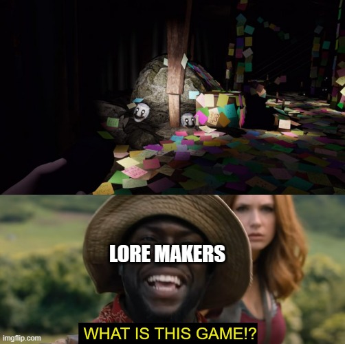 Fnaf lore is enough to drive a human being into madness. | LORE MAKERS | image tagged in what is this game,fnaf,fnaf security breach | made w/ Imgflip meme maker