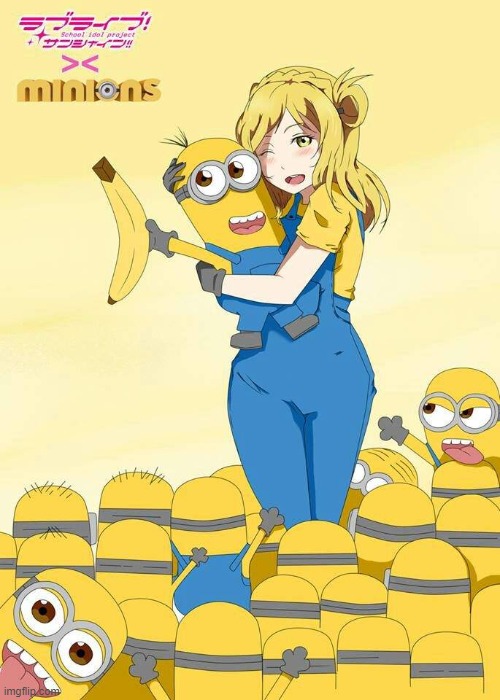 Mari and the Minions | image tagged in minions,love live | made w/ Imgflip meme maker