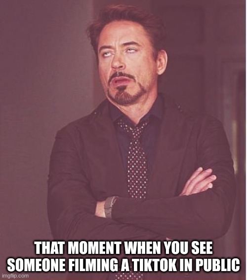 that moment when | THAT MOMENT WHEN YOU SEE SOMEONE FILMING A TIKTOK IN PUBLIC | image tagged in memes,face you make robert downey jr | made w/ Imgflip meme maker