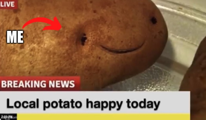 Local Potato happy today | ME | image tagged in local potato happy today | made w/ Imgflip meme maker