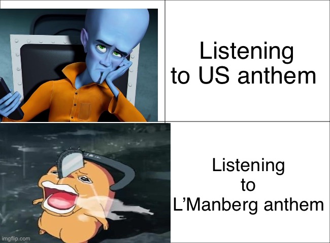 I love America but our anthem is kinda boring | Listening to US anthem; Listening to L’Manberg anthem | image tagged in dsmp,america,anthem | made w/ Imgflip meme maker