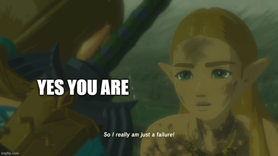 Zelda so I really am just a failure | YES YOU ARE | image tagged in zelda so i really am just a failure | made w/ Imgflip meme maker