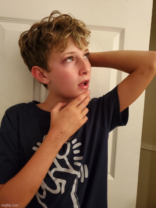 My cousins put makeup on me lol | image tagged in face reveal | made w/ Imgflip meme maker