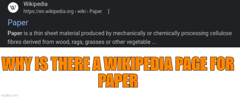 WHY? | WHY IS THERE A WIKIPEDIA PAGE FOR
PAPER | image tagged in blank white template | made w/ Imgflip meme maker