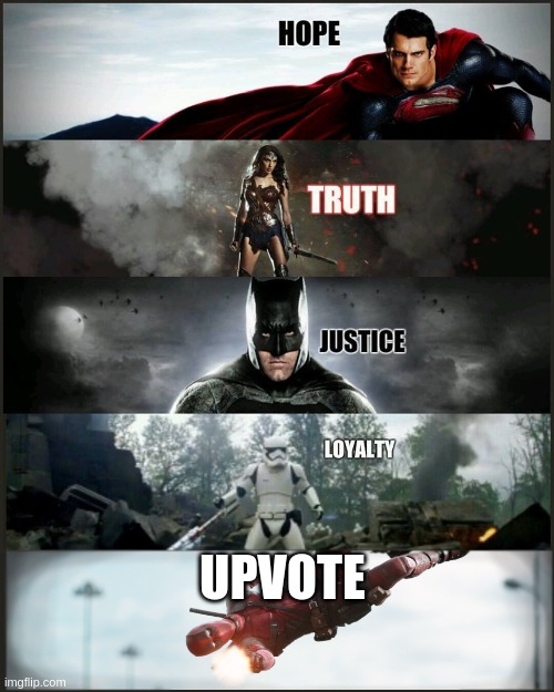 deadpool justice league | UPVOTE | image tagged in deadpool justice league | made w/ Imgflip meme maker